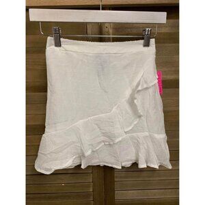 NWT IZ Byer Skirt Retro Y2K Ruffle Boho Party School White Sz Small (7/8) Girls